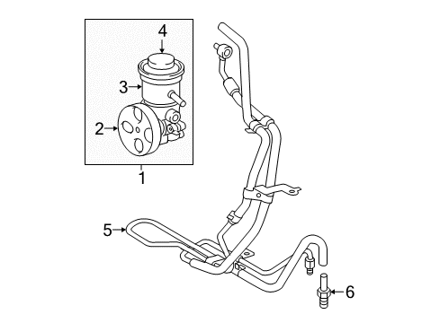 2019 Toyota Tacoma P/S Pump & Hoses, Steering Gear & Linkage Pressure Tube Diagram for 44410-04210