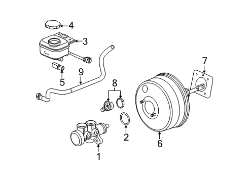 2005 Saturn Ion Hydraulic System Hose Asm, Power Brake Booster Vacuum Diagram for 10357983