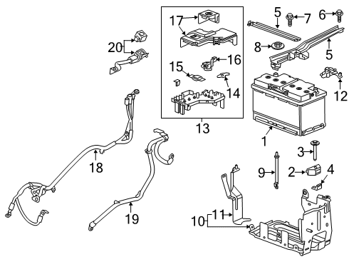 2020 Chevrolet Blazer Battery Battery Tray Diagram for 84828932