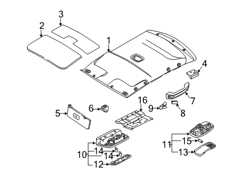 2003 Kia Spectra Interior Trim - Roof Lamp-Room Diagram for 0K9B051310B75