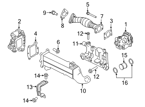 2017 Nissan Titan XD EGR System REMAN Kit-Exhaust RECIRC Valve Diagram for 14710-EZ49ARE