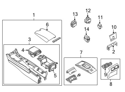 2010 Infiniti G37 Heated Seats FINISHER-At Indicator, Console Diagram for 96941-1NG8C