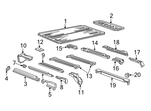 1996 Ford E-250 Econoline Rear Floor & Rails Floor Pan Diagram for 8C2Z-1511218-A