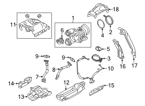 2019 BMW M850i xDrive Turbocharger Heat Shield, Turbocharger, Bottom Diagram for 11658600299