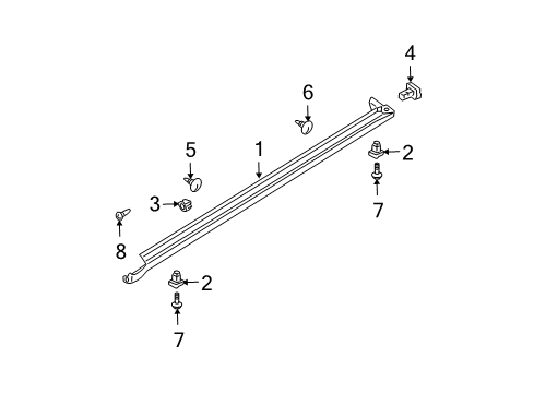 2006 Nissan Maxima Exterior Trim - Pillars, Rocker & Floor MUDGUARD Set - SILL Center, LH Diagram for 76851-ZA50B