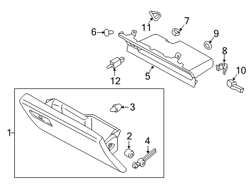 2018 Ford F-150 Glove Box Tray Bumper Diagram for FL3Z-15044H76-B