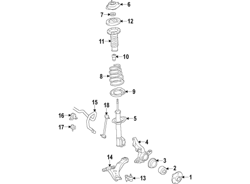 2002 Toyota Camry Front Suspension Components, Lower Control Arm, Stabilizer Bar Front Hub Bearing Diagram for 90369-43009