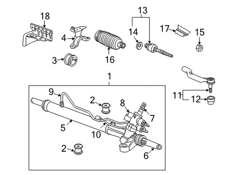 2010 Honda Accord Steering Column & Wheel, Steering Gear & Linkage Pipe A, Cylinder Diagram for 53670-TA1-A01