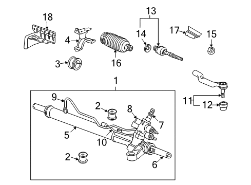 2010 Honda Accord Steering Column & Wheel, Steering Gear & Linkage Bracket B, Steering Rack Diagram for 53438-TA0-A00