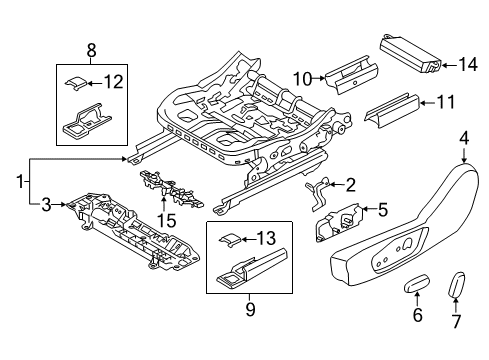 2013 Ford Fusion Power Seats Track Cover Cap Diagram for DS7Z-54672A40-AB