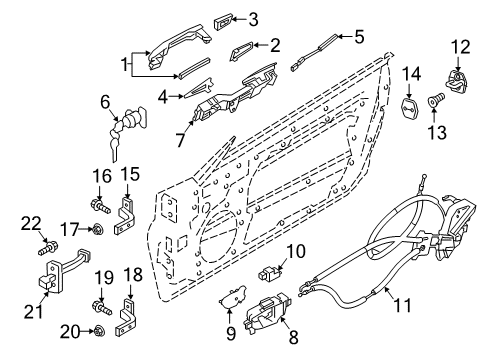 2021 INFINITI Q60 Lock & Hardware Grip-Outside Handle, LH Diagram for 80641-5CA7A
