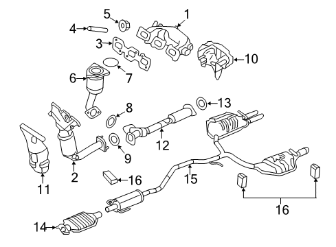 2010 Mercury Milan Exhaust Components, Exhaust Manifold Inlet Pipe Gasket Diagram for 6E5Z-9450-AA