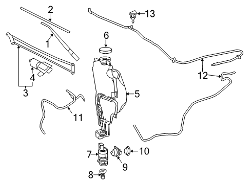 2015 Ram 1500 Wiper & Washer Components Hose-Washer Reservoir Diagram for 68230053AB