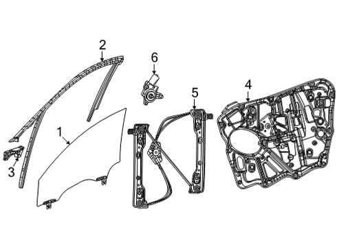 2021 Jeep Grand Cherokee L Front Door Front Door Glass Diagram for 68439674AD