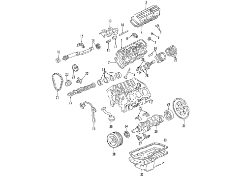 2001 Pontiac Grand Prix Engine Parts, Mounts, Cylinder Head & Valves, Camshaft & Timing, Oil Pan, Oil Pump, Balance Shafts, Crankshaft & Bearings, Pistons, Rings & Bearings Torque Strut Diagram for 10230877