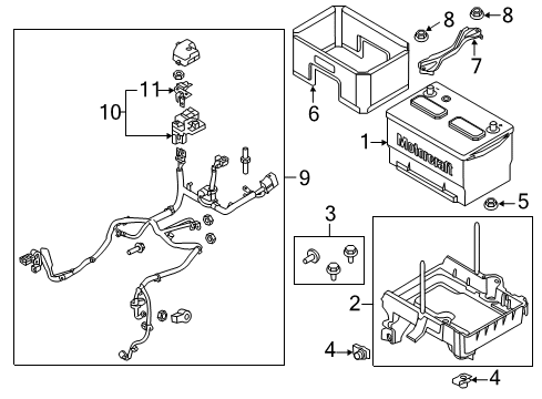 2013 Ford Explorer Battery Hold Down Diagram for AG1Z-10756-B