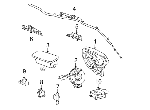 2003 Pontiac Vibe Air Bag Components Sensor, Inflator Restraint Driver Seat Position Diagram for 88969498