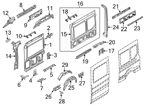 2019 Ford Transit-250 Inner Structure - Side Panel Front Panel Lower Brace Diagram for BK3Z-6161216-A