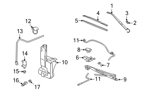 2006 GMC Yukon XL 2500 Wiper & Washer Components Cover Diagram for 88958407