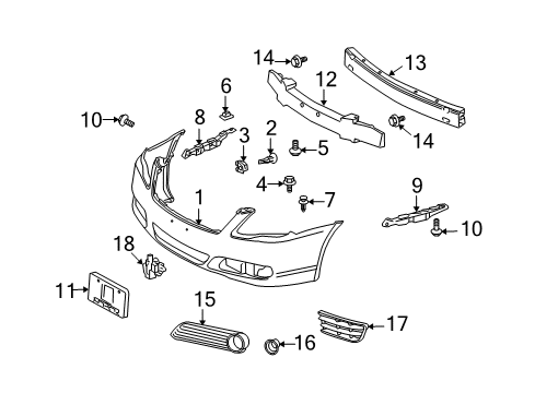 2008 Toyota Avalon Front Bumper Energy Absorber Diagram for 52611-07020