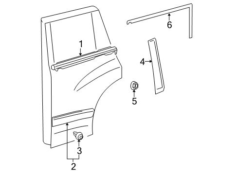 2018 Lexus GX460 Exterior Trim - Rear Door MOULDING, Rear Door Window Frame Diagram for 75762-60080