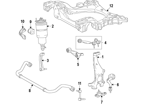 2008 Lexus LS600h Front Suspension Components, Lower Control Arm, Upper Control Arm, Ride Control, Stabilizer Bar Cylinder Assembly, Pneumatic Diagram for 48020-50203