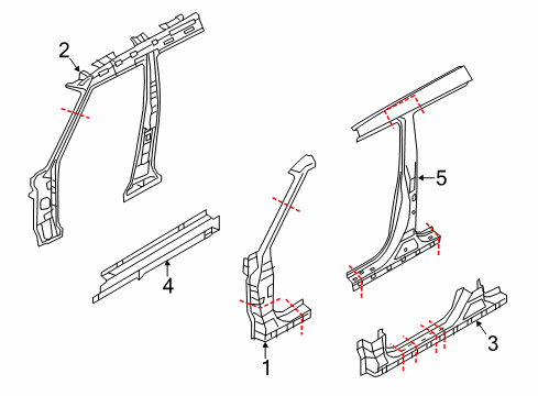 2014 Kia Soul Center Pillar, Hinge Pillar, Rocker Panel Assembly-Side SILL Diagram for 65180B2000
