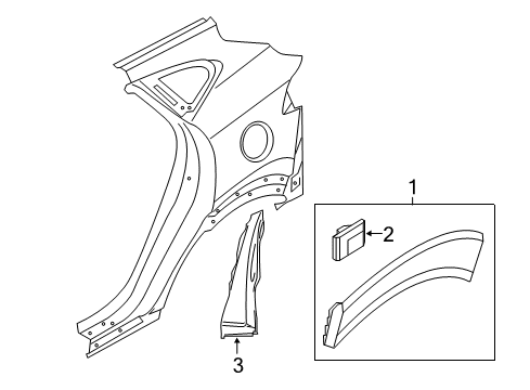 2020 Hyundai Tucson Exterior Trim - Quarter Panel Garnish Assembly-Quarter Side, RH Diagram for 87742-D3000-CA