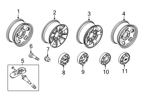 2011 Ford F-350 Super Duty Wheels Wheel, Alloy Diagram for BC3Z-1007-B