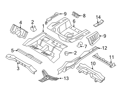 2013 Kia Optima Rear Body - Floor & Rails Panel Assembly-Rear Floor Diagram for 655414U000