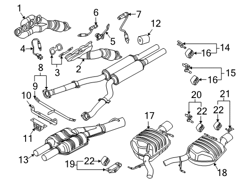 2005 BMW 645Ci Powertrain Control Exhaust Pipe Diagram for 18307537344