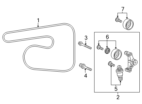 2020 Honda Civic Belts & Pulleys Tensioner Set, Hydraulic Diagram for 31179-RPY-G01