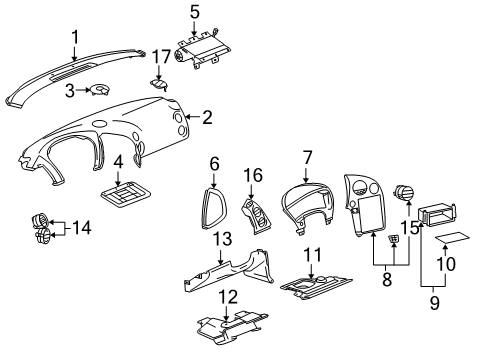 2004 Pontiac Grand Prix Cluster & Switches, Instrument Panel Filler Asm-Instrument Panel Steering Column Opening *Neutral Diagram for 10346840