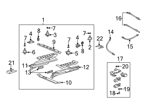 2001 Chevrolet Monte Carlo Tracks & Components Adjuster Asm, Passenger Seat Inner Diagram for 19124250