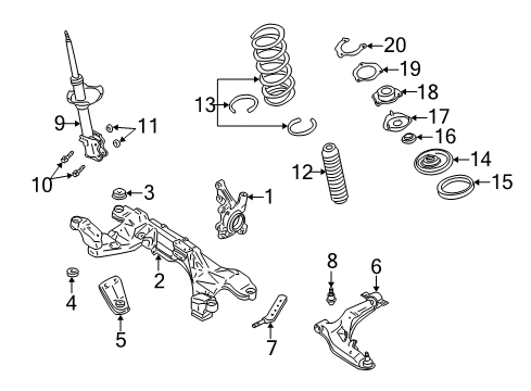 2001 Infiniti I30 Front Suspension Components, Lower Control Arm, Stabilizer Bar Seat-Front Spring Diagram for 54036-2Y000