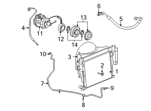 2006 Jeep Commander Air Conditioner CLUTCHKIT-A/C Compressor Diagram for 5066225AA