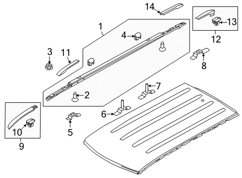 2015 Kia Soul EV Luggage Carrier Clip-Waist Line Moulding Mounting Diagram for 87715-3K000