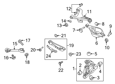 2016 Infiniti QX50 Rear Suspension Components, Lower Control Arm, Upper Control Arm, Stabilizer Bar Rear Left Suspension Arm Assembly Diagram for 55502-1BA0A