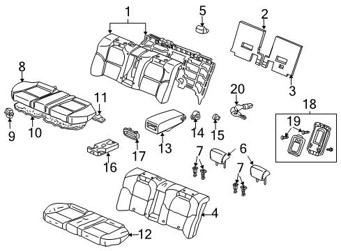 2007 Acura TL Rear Seat Components Lid Assembly, Rear Armrest (Graphite Black) Diagram for 82186-SEP-A01ZA