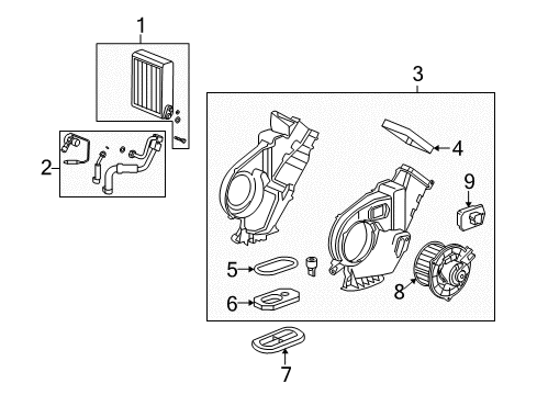 2008 Cadillac SRX Auxiliary Heater & A/C Seal, A/C Evaporator & Blower Module Drain Hose Opening Plug Diagram for 19129797