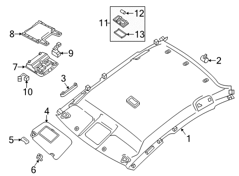 2019 Nissan Sentra Interior Trim - Roof Lamp Assembly Map Diagram for 26430-4GD7A