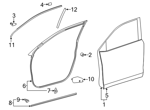 2017 Toyota Highlander Front Door Door Shell Diagram for 67001-0E110