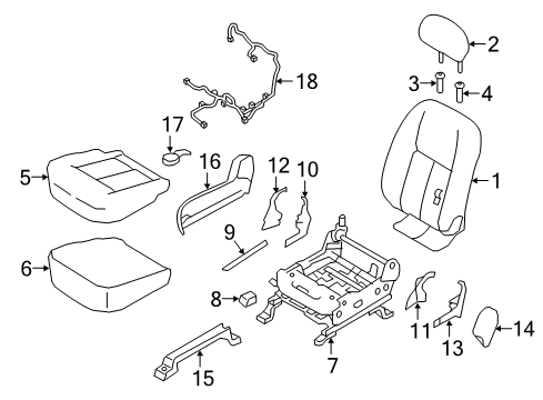2016 Nissan Titan XD Passenger Seat Components Back Assy-Front Seat Diagram for 87600-EZ01A