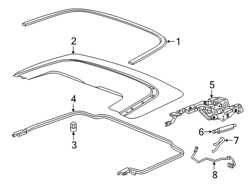 2018 Chevrolet Camaro Convertible Top Hinge Diagram for 84149368