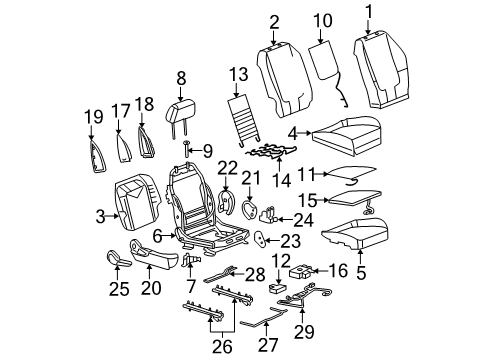 2008 Chevrolet Malibu Front Seat Components PAD, Front Seat Cushion Diagram for 22718147