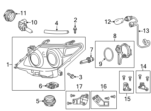 2015 Lexus LX570 Headlamps Headlamp Unit With Gas, Right Diagram for 81145-60F80