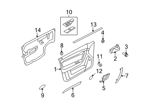 2007 Chevrolet Aveo Interior Trim - Front Door Switch Bezel Diagram for 96652180