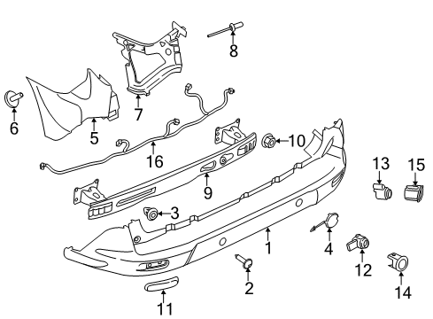 2015 Ford Transit Connect Parking Aid Bumper Cover Diagram for DT1Z-17906-AA