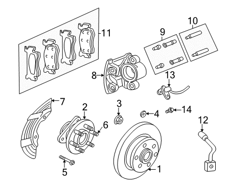 2003 Dodge Dakota Brake Components Rear Disc Brake Pad Kit Diagram for 5093253AD