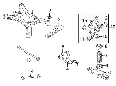 2008 Nissan Altima Rear Suspension Components, Lower Control Arm, Upper Control Arm, Stabilizer Bar Insulator Diagram for 55442-JA000